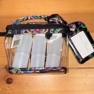 Vera Bradley Clear Travel Cosmetic Pouch with Multicolor Paisley Trim